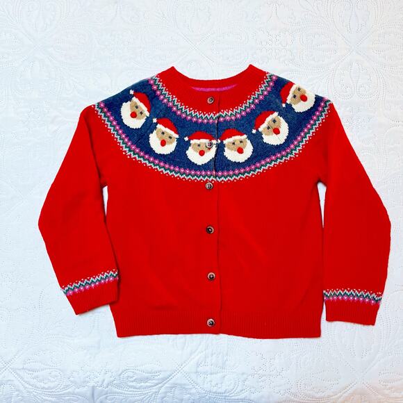 Mini Boden Fair Isle Wool Blend Holiday Cardigan Sweater Size 6/7 - Picture 2 of 8